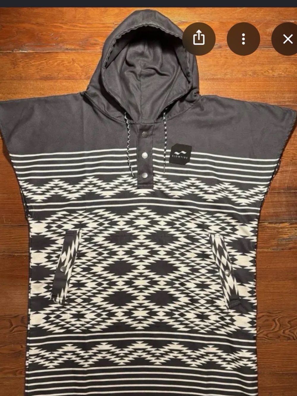 Men's Black & White Hooded Zip-Up Sweater with Tribal Pattern